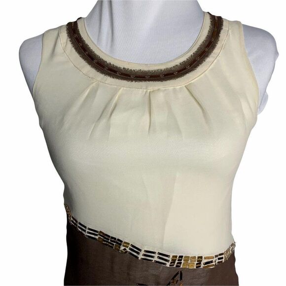 Esthers Archive Silk Sequined Shift Dress M Cream - Picture 2 of 10